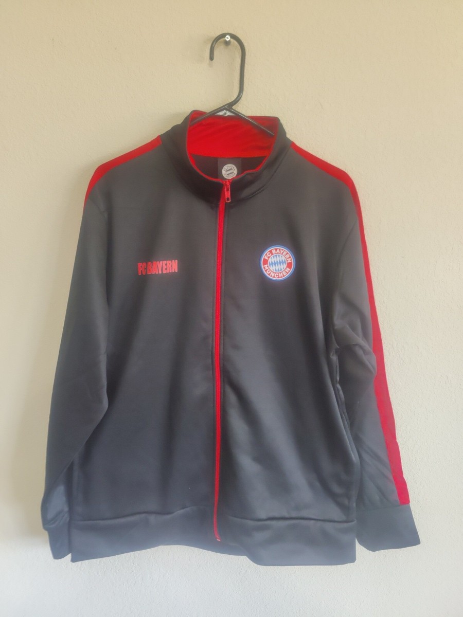 fc bayern munich Polyester Zip Up Jacket Black Men's Size Large