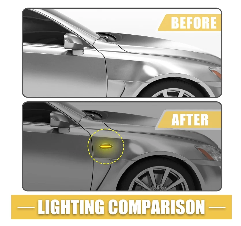 适用于 2001 - 2006 三菱 Lancer 动态 LED 侧标记灯 转向信号灯 — 第 4/4 张图片