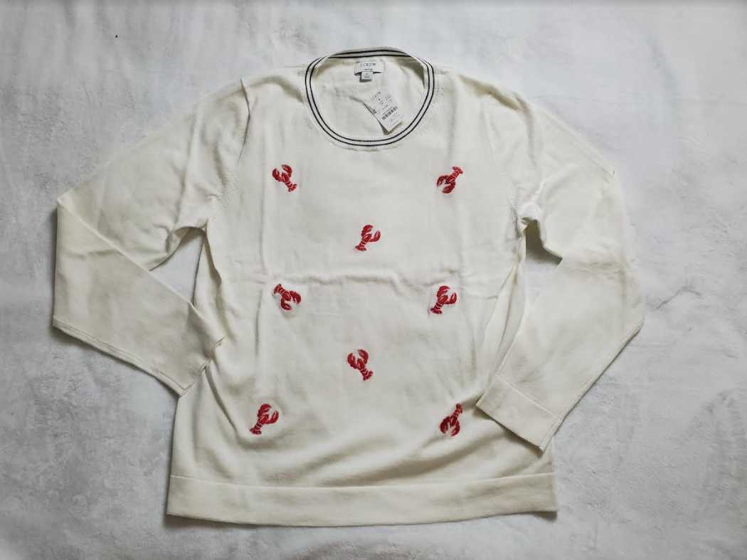 NEW WOMEN'S XXS XS S M L XL J CREW FACTORY LOBSTER PRINT TEDDIE SWEATER |  eBay