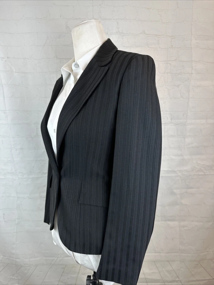 Blazer para mujer ZANELLA ITALY gris oscuro negro a rayas talla 2 $2,895 Foto 3 de 4