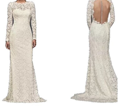 knee length dresses for ladies Long Sleeve Bridal Gown by Mary's Bridal MB4130 4 / Ivory main image 0