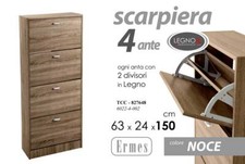 SCARPIERA 4 ANTE SALVASPAZIO A RIBALTA DOPPIA MODERNA SLIM 63*24*H150CM