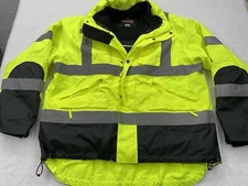 Radwear Neon Green Reflective Safety Bomber Jacket Mens Large With Lining