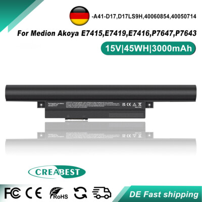 A41-D17 D17LS9H Akku Für Medion Akoya E7423 Erazer P7637 P7648 40060854 40050714