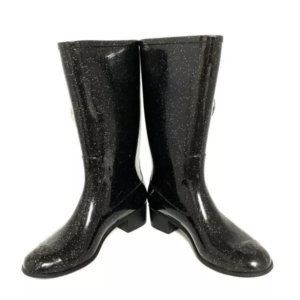 CHANEL Rain Boots 37-Rubber Black Ladies EU37 US6.5 UK5 | eBay