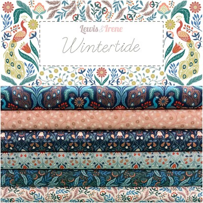 Lewis & Irene Stoff WINTERTIDE Metallic Pfauenranken Blumen Baumwolle Patchwork 