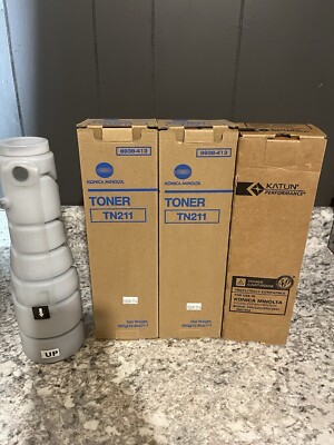 LOT OF 2 Genuine NEW OEM Konica Minolta TN211 Toner And 2 Generic Toner