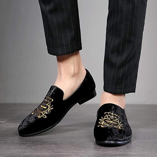 Men's Luxury Velvet Penny Loafers Shoes 