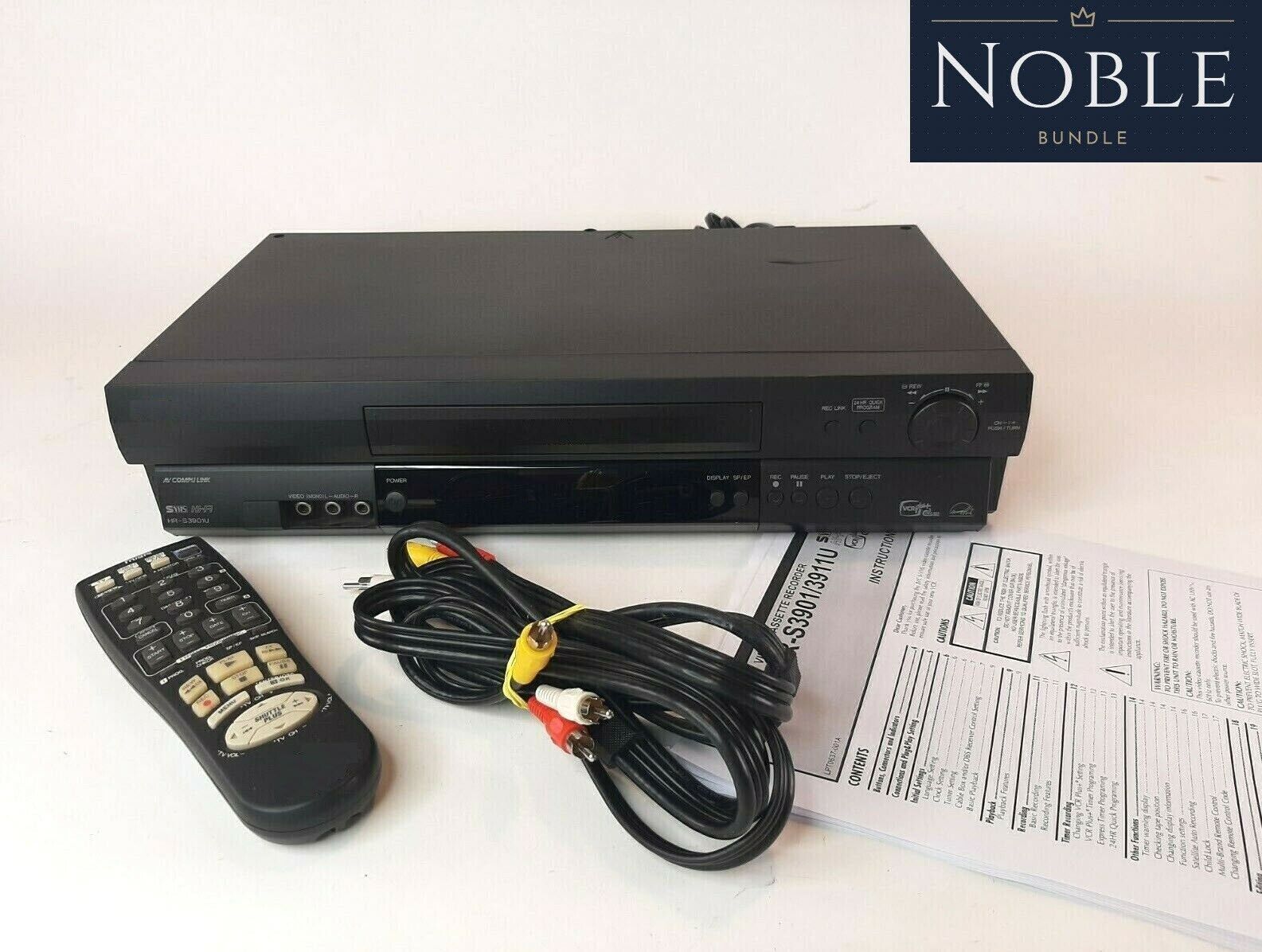 Noble Bundle | 4-Head VCR Video Cassette Recorder VHS Player w/ Remote & Cables