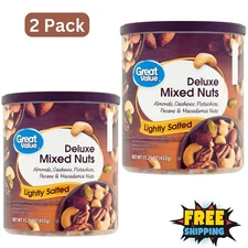 Great Value Lightly Salted, Deluxe Mixed Nuts, 15.25 oz 2 PACK