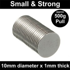 Super Strong Magnets (10mm x 1mm) Powerful * 0.5Kg PULL* Thin Small Disc Magnet