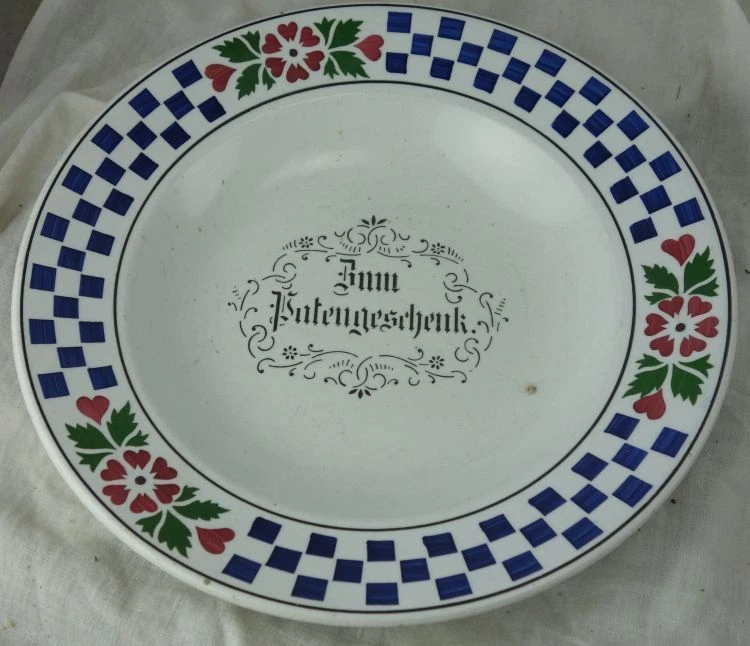antiker Keramik Teller Zum Patengeschenk - Bild 1 von 1