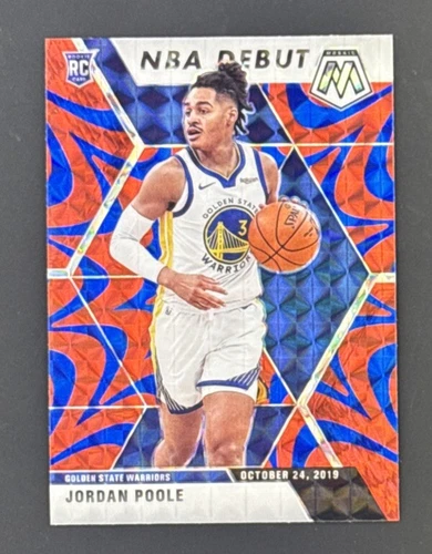2019-20 Panini Mosaic - Rookies Debut Reactive Blue Prizm #261 Jordan Poole (RC)