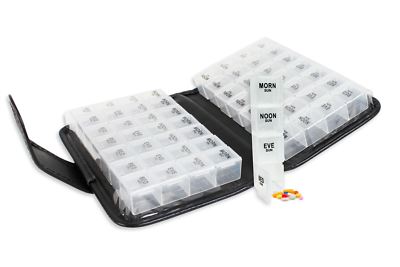 Pillendose Organizer Etui Premium 14 Tage Geldbörse herausnehmbare Tagesboxen Fächer