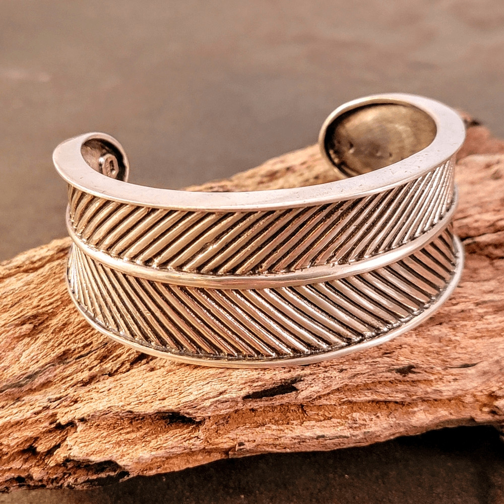 Sterling Artisan Leaf Inspired Cuff Bracelet - image 2