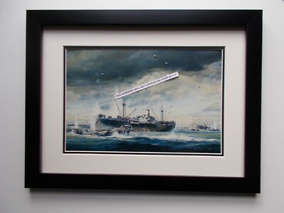 NAVY PRINT FRAMED - D-DAY THE NORMANDY LANDINGS 6TH JUNE 1944