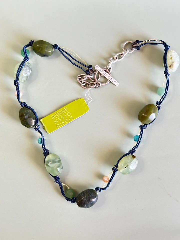 Collar Grueso Sigrid Olsen Verde Prehnita Jaspe Piedras Preciosas Diseñador Firmado Nuevo Con Etiquetas Foto 2 de 4