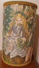 Vintage J.L Clark 15" Paper Mache 3D Victorian Carolers Metal Trash Can USA