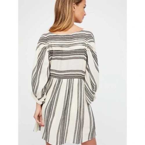 Free People Femmes Kimono Lis Surdimensionné Rayé Coton Kimono Manches Robe M - Photo 10 sur 10