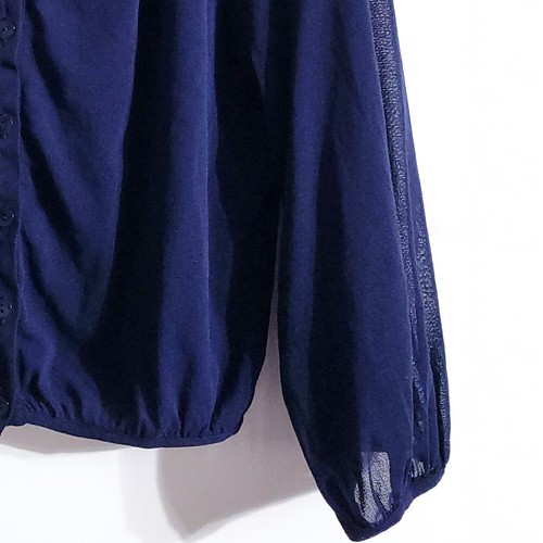 Jean Paul Gaultier Soleil Womens Mesh Crop Top Size L Navy Button Up Dark Fairy - Picture 5 of 9