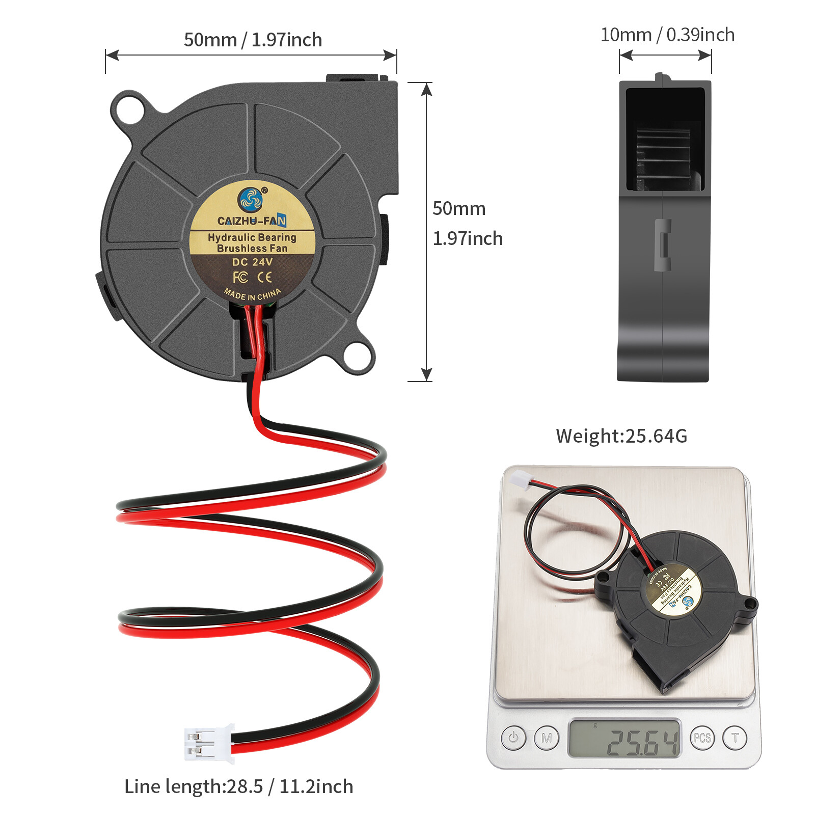 5015 Gebläse Turbo Lüfter Bürstenlosen DC 12V & 24V 3D Drucker Mit 2Pin Dupont Draht