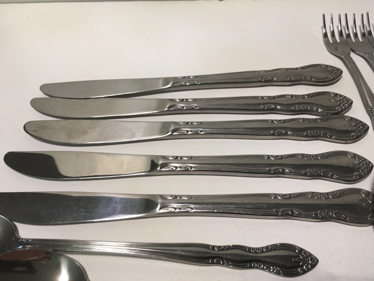 Imperial Stainless Flatware Fleurette 33 Pcs Dinner Fork Table