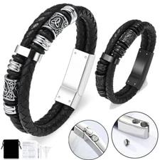 Viking Celtic Cremation Urn Bracelet for Ashes Wristband Memorial Cuff Bangle