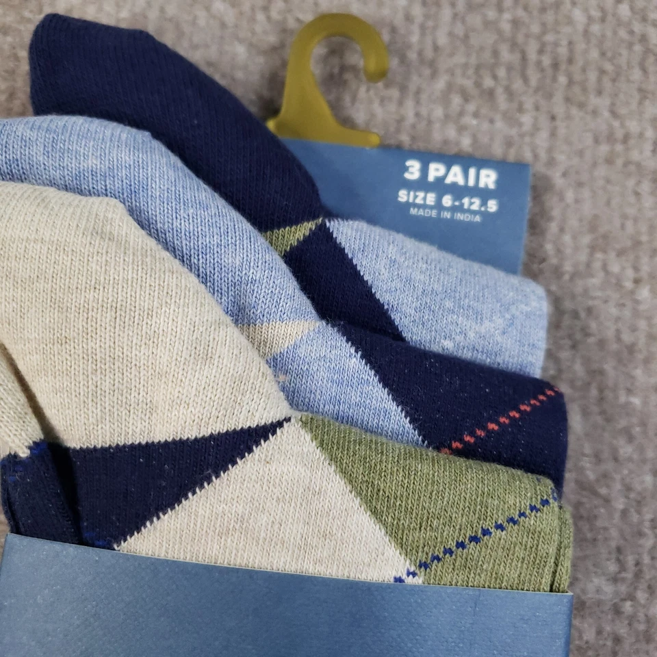 Calcetines GOLDTOE Carlyle Argyle Crew para hombre talla 6-12,5 verde beige regata 3 pares Foto 4 de 4