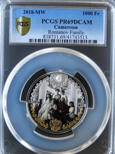 2018-MW Cameroon 1000 Franc Romanov Family PCGS PR69DCAM Russian Royal RGUTH073 - Picture 3 of 4