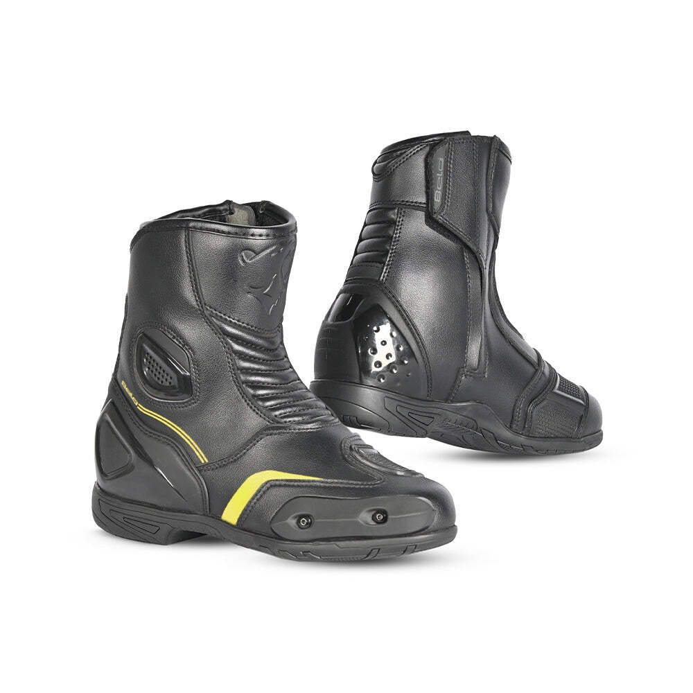 BELA FASTER 2.0 BOTAS DE MOTO NEGRO AMARILLO FLOUR Cremallera YKK