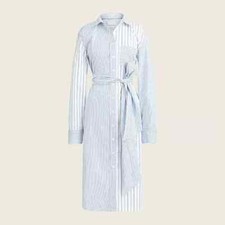 J. CREW $128 Classic-fit Cotton Poplin Shirtdress in Mixed Stripe Size 00