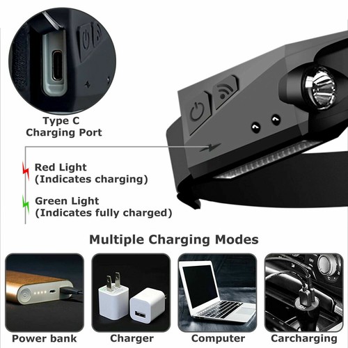 Lampada frontale impermeabile COB Night Buddy sensore LED 230° testa torcia faro lampada - Foto 6 di 14
