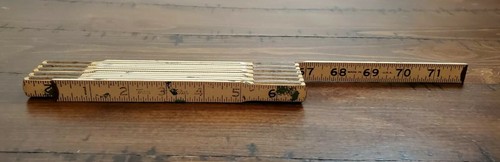 True Value Wood Folding Tape Measure Carpenters Extension Ruler Vintage - Picture 3 of 3