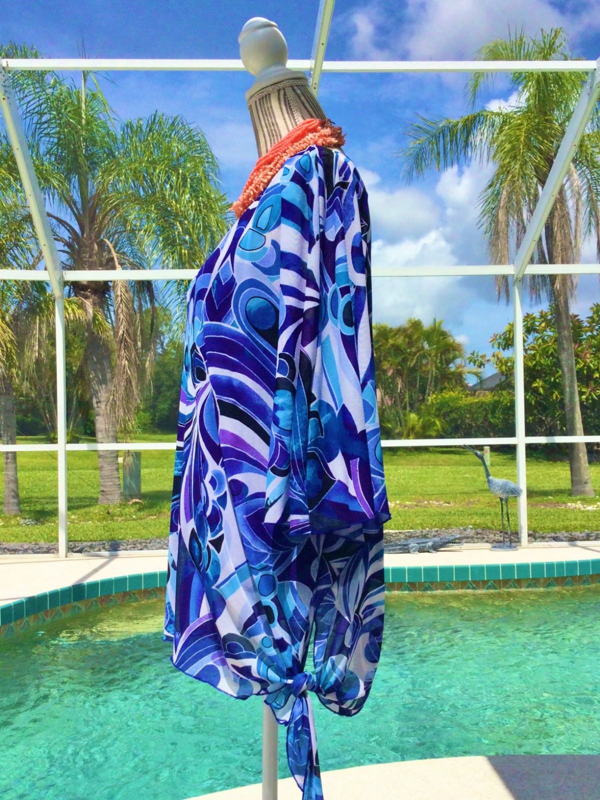 CHICOS Multi Blue,White DRAMATIC Geometric  Dolma… - image 6