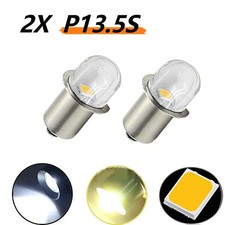 2pcs LED P13.5S Flashlight Bulb 3V 4.5V 6V 12V 18v 24 White Base Bulbs Torch LED