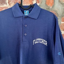 VTG 80s Champion Mens Navy Polo Shirt M 18x27