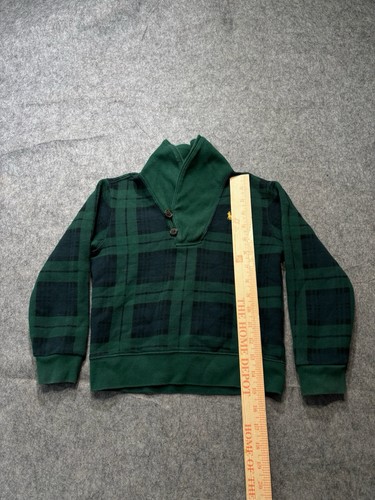 Polo Ralph Lauren Sweater Boys Small Green Shawl Collar Pullover Tartan Plaid - Picture 8 of 9
