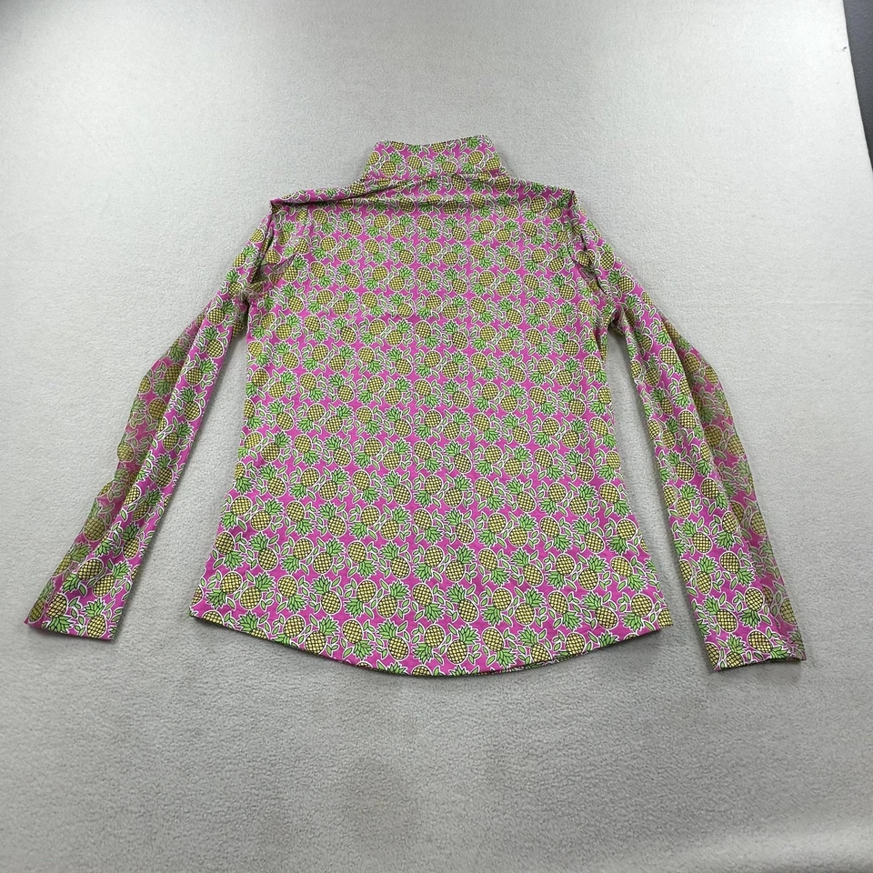 IBKUL Shirt Womens Small Pink Pineapple Print UPF 50 Quarter Zip Golf Top Mesh - Image 2 of 4
