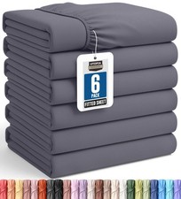 Utopia Bedding Queen Fitted Sheets - Bulk Pack of 6 Bottom Sheets - Soft Brus...