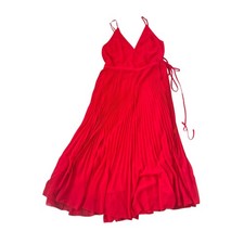 Aritzia Wilfred Beaune Pleated Wrap Midi Dress Red Cocktail Wedding Guest Medium