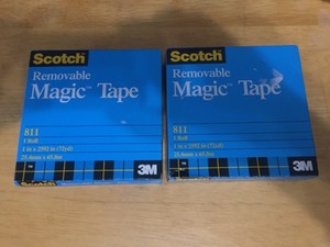 Scotch Magic Tape 2 Rolls of  1 in x 2592 in (72 yards) 3M. New 811