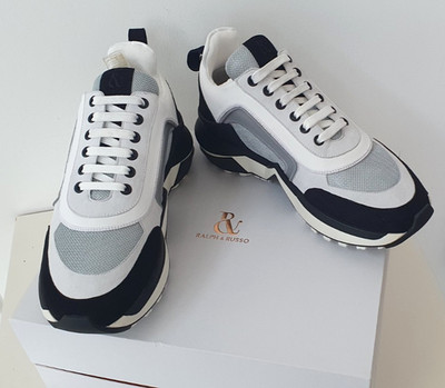 Ralph & Russo 4.0 Runner Sneaker Weiß/Silber/Schwarz Wildleder & Leder 38/5 Neu mit Karton