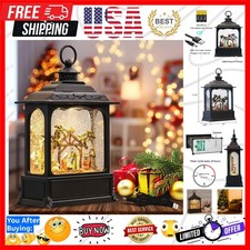 Christmas Musical Snow Globe Lantern with 6 Hour Timer, 11.2 Inch USB Cord  ...