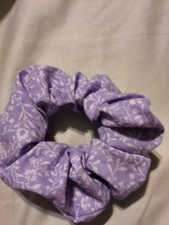 Large Scrunchie Cotton Fabric Light Purple with floral Print Scrunchies Hair Tie