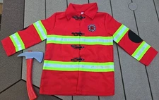 Kids Halloween Fireman Jacket And Axe Reflective Child Small 4-6.  SKU3