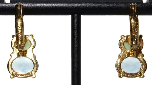 JOAN RIVERS Gold Tone Blue & Green Lever Back Pierced Dangle Earrings, 1" - Picture 3 of 7