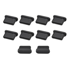 Silicone Type C Anti-Dust Stopper Cap Cover Black 10pcs