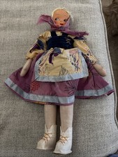 Vintage 1950's Polish Cloth Doll Celluloid Face Blue Eyes GREAT CONDITION Clean