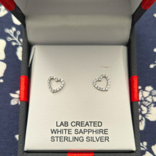 Lab-Created White Sapphire Heart Stud Earring...