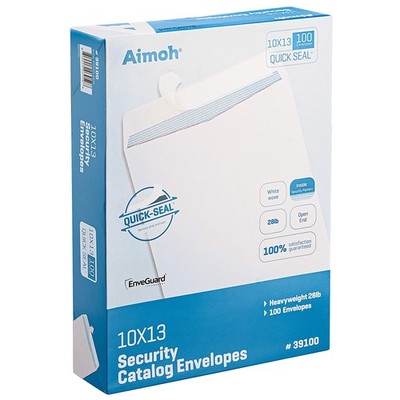 100 10 x 13 Self-Seal Security White Catalog Envelopes - 28lb, 100 Count, Sec...